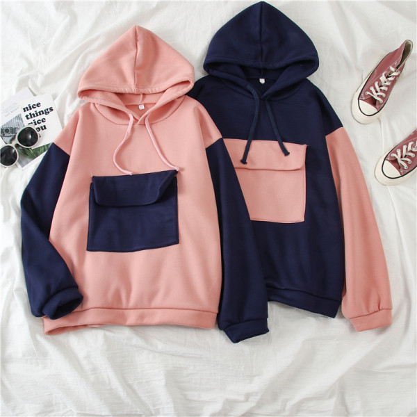 Igapäevane naiste dressipluus tasku ja kapuutsiga