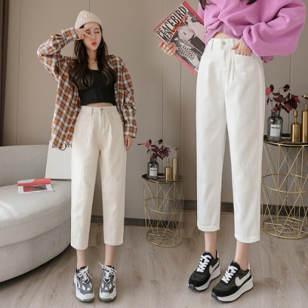 Alkalmi női farmer magas derékkal - egyenes modell