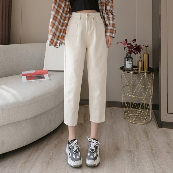 Alkalmi női farmer magas derékkal - egyenes modell