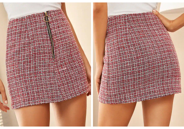 Modern női rövid szoknya cipzárral és magas derékkal