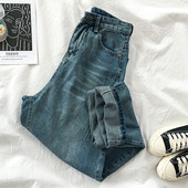 Retro stiilis kõrge vöökoha ja taskutega naiste teksad