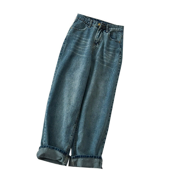 Retro stiilis kõrge vöökoha ja taskutega naiste teksad