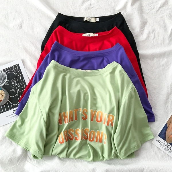 Vabaaja naiste t-särk ümara kaelusega ja kirjaga