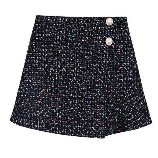 Lühike kõrge vöökoha ja nööpidega naiste seelik – pärlid