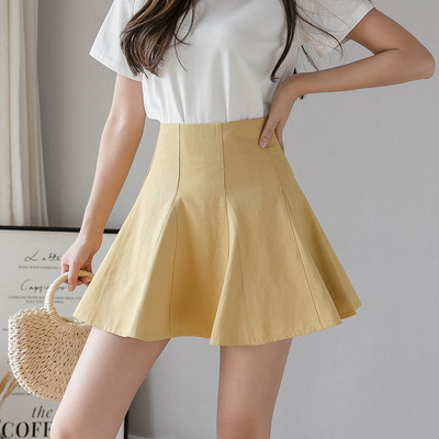 Ležerna ženska kratka suknja s visokim strukom i patentnim zatvaračem - izrezani model