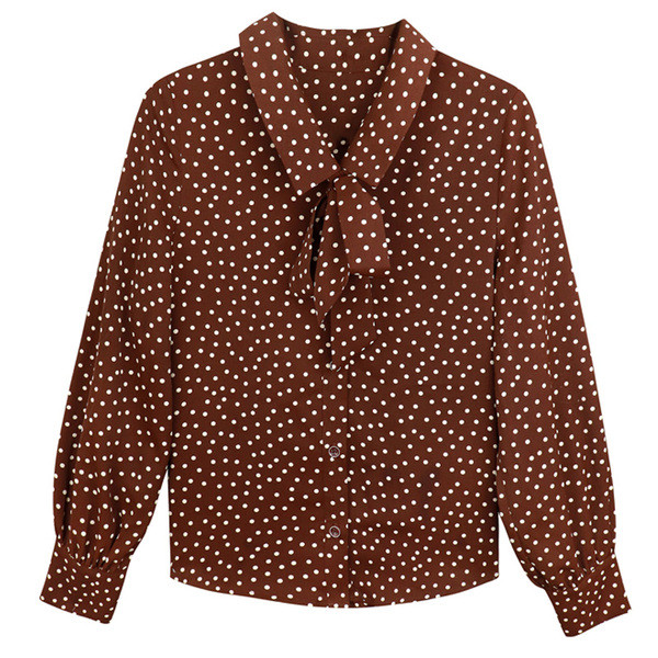 Új modell tavaszi női sifon ing gallérján szalaggal