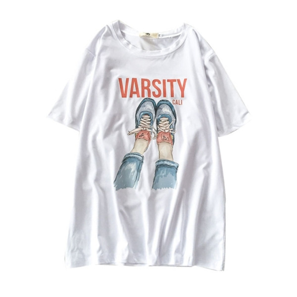 Naiste lai ovaalse dekoltee ja aplikatsiooniga T-särgi mudel