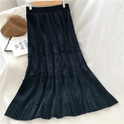 Γυναικεία μακρύ φούστα με ελαστική μέση σε τρία χρώματα