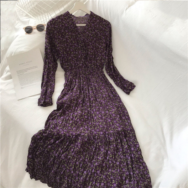 Lezser női hosszú ruha két színben virágmintával