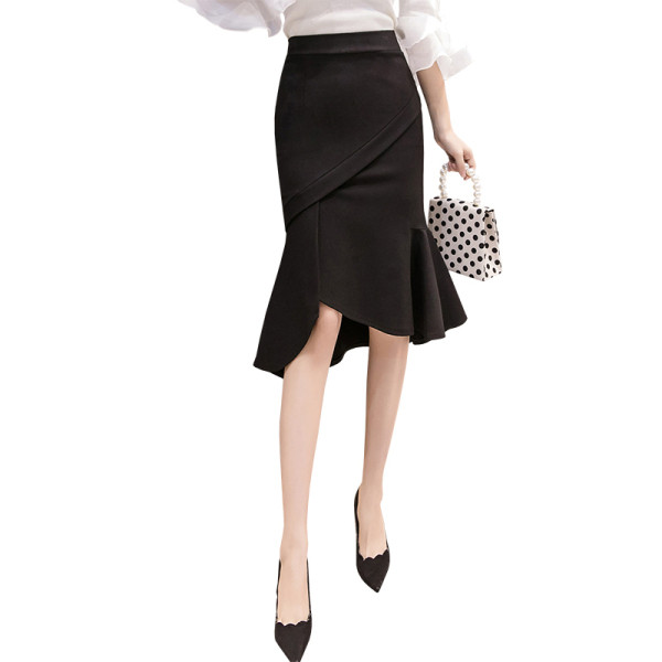 Modern női aszimmetrikus szoknya magas derékkal