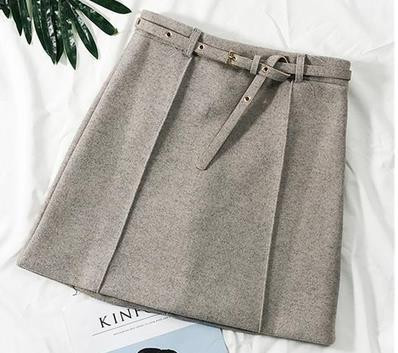 Ženska moderna zimska suknja sa visokim strukom i remenom