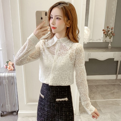 Új modell női csipke ing klasszikus gallérral