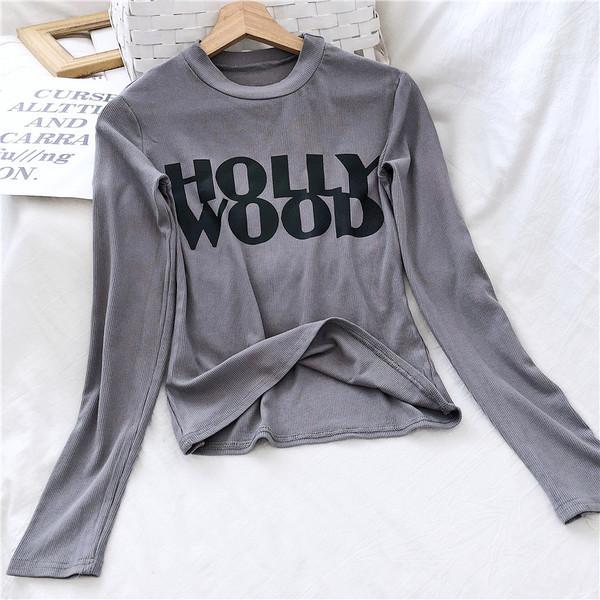 Καθημερινή γυναικεία μπλούζα με ωοειδές λαιμόκοψη σε τρία χρώματα με γράμματα