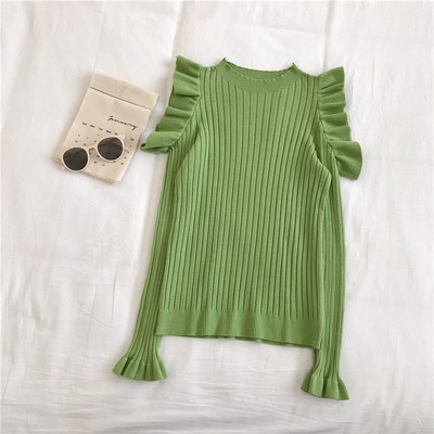 Naiste moodne roheline valge ja must pikkade varrukatega pluus