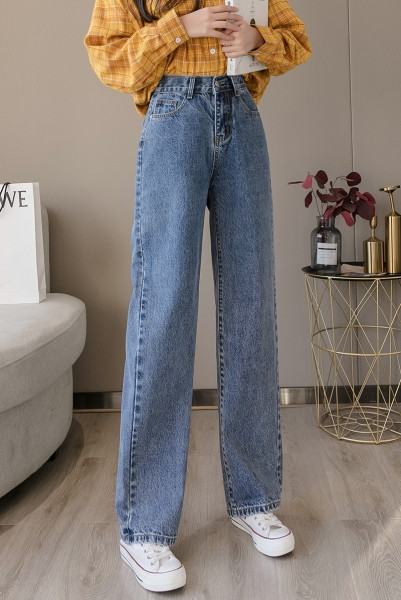 Új modell alkalmi női hosszú farmernadrág magas derékkal