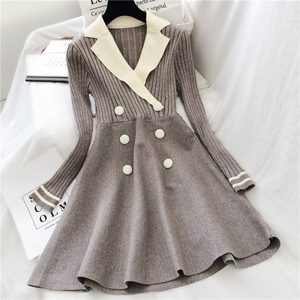 Alkalmi női ruha három színben, hosszú ujjú modell