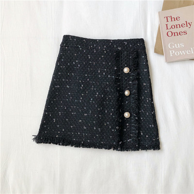 Naiste aktuaalne kolmevärviline nööpidega lühike seelik