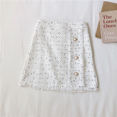 Naiste aktuaalne kolmevärviline nööpidega lühike seelik