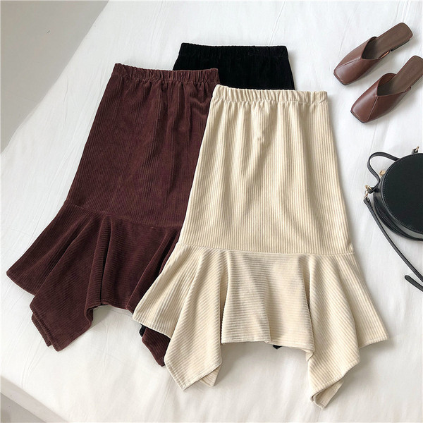 Női alkalmi szoknya három színben gumírozott derékkal