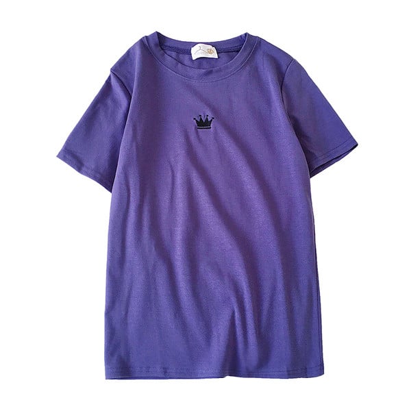 Naiste vabaaja pluus lühikeste varrukate ja ovaalse kaelusega