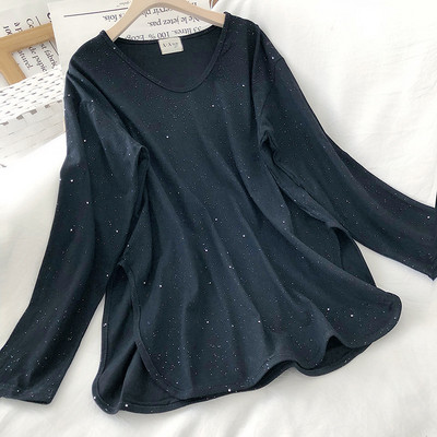 Moodne naiste lai mudel ovaalse kaelusega pluus