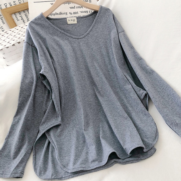 Moodne naiste lai mudel ovaalse kaelusega pluus