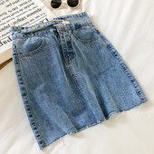 Naiste vabaaja halli ja sinise teksaseelik kõrge vöökohaga