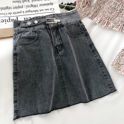 Naiste vabaaja halli ja sinise teksaseelik kõrge vöökohaga