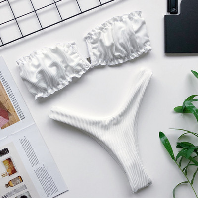 Kaheosaline silla-tüüpi ülaosa ja V-kaelusega ujumistrikoo