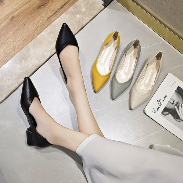 Alkalmi hegyes cipő eko bőrből, alacsony sarkú