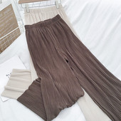 Naiste moodsad kolmes värvitoonis plisseeritud püksid