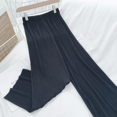 Naiste moodsad kolmes värvitoonis plisseeritud püksid