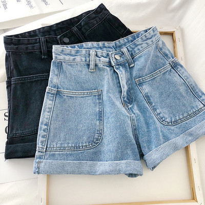 Ежедневни дамски къси дънкови панталони в два цвята с джобове