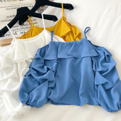 Moodne neljas värvitoonis palja õlaga naiste pluus