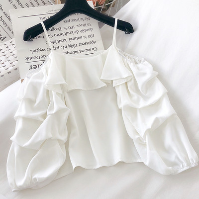 Moodne neljas värvitoonis palja õlaga naiste pluus