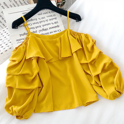 Moodne neljas värvitoonis palja õlaga naiste pluus