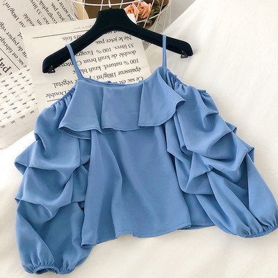 Moodne neljas värvitoonis palja õlaga naiste pluus