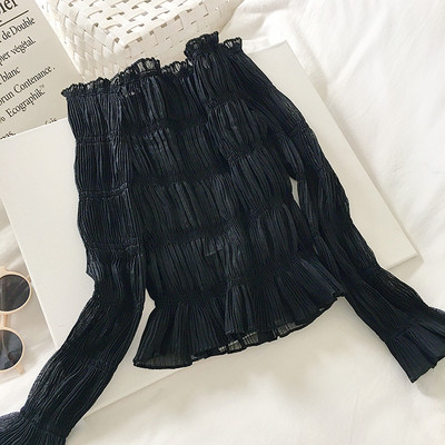 Naiste aktuaalne pluusiga liibuv mudel kolmes värvitoonis