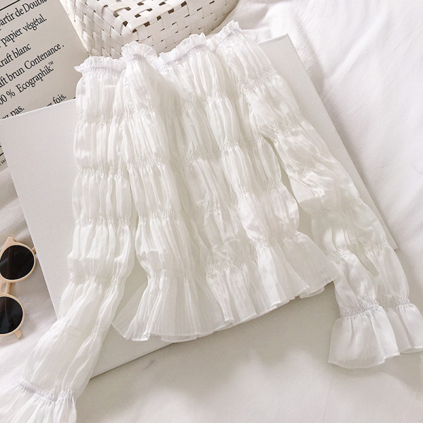 Naiste aktuaalne pluusiga liibuv mudel kolmes värvitoonis