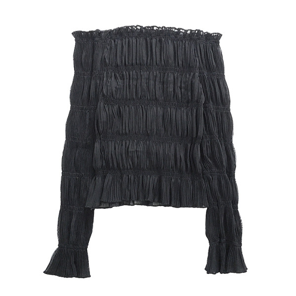 Naiste aktuaalne pluusiga liibuv mudel kolmes värvitoonis