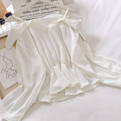 Modern női blúz több színben, pántokkal és hosszú ujjal