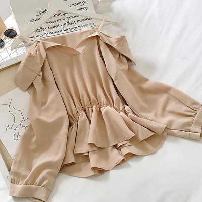 Modern női blúz több színben, pántokkal és hosszú ujjal