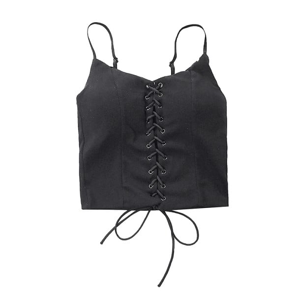 Naiste moodne lühike valge ja must lipsudega topp