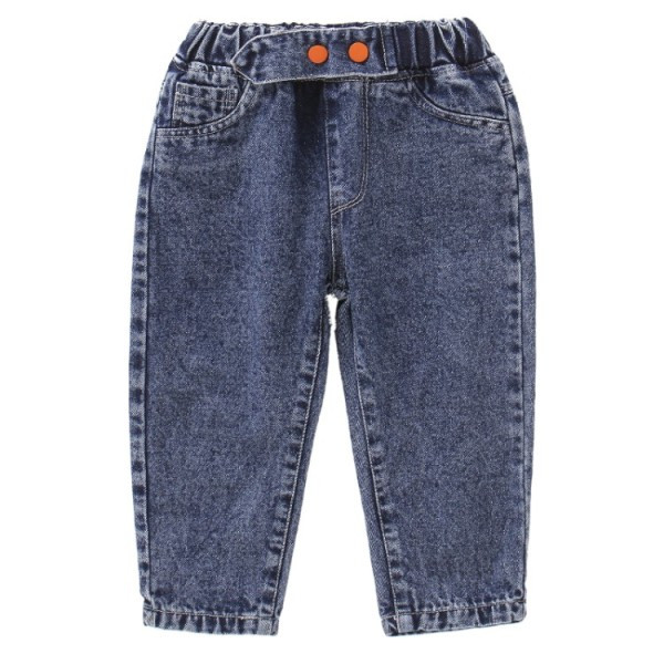 Moodsad nööpide ja kõrge vöökohaga lasteteksad tüdrukutele