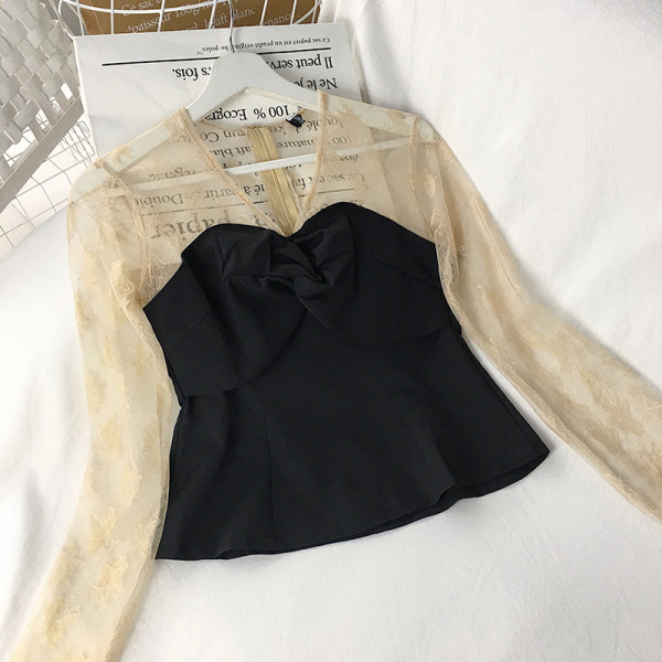 Modern női blúz két színben spitz nyakkivágással és cipzárral