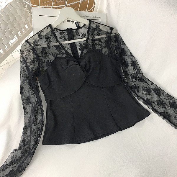 Modern női blúz két színben spitz nyakkivágással és cipzárral