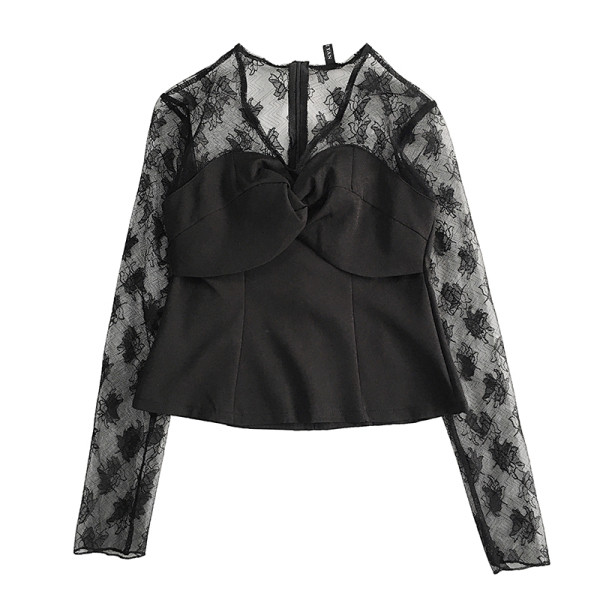 Modern női blúz két színben spitz nyakkivágással és cipzárral