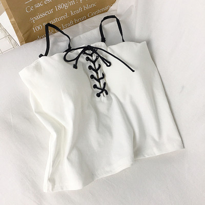 Igapäevane lühike naiste topp õhukeste rihmade ja lipsudega