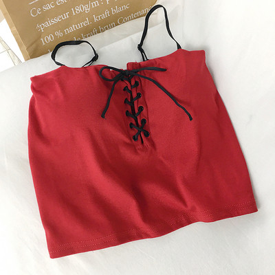 Igapäevane lühike naiste topp õhukeste rihmade ja lipsudega