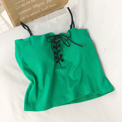 Igapäevane lühike naiste topp õhukeste rihmade ja lipsudega